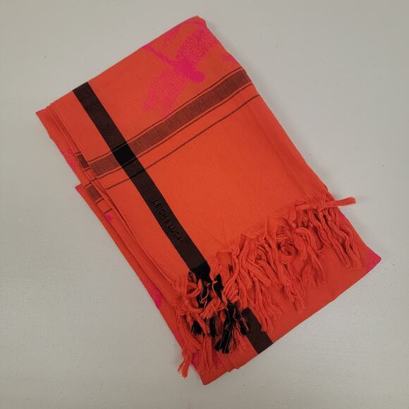 Leigh & Luca Scarf Orange/ Pink Flocked Scarf - Picture 14 of 14